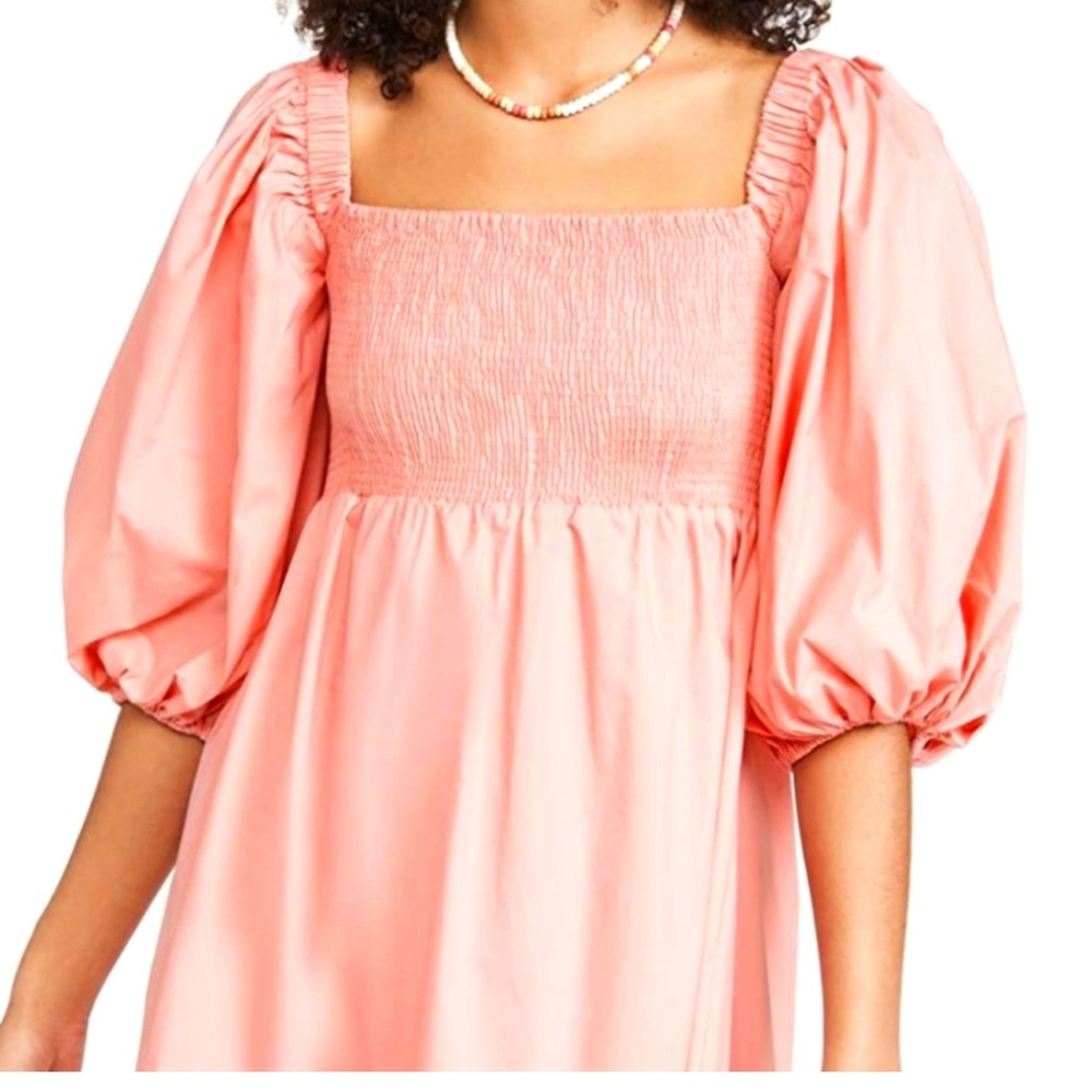 Elegant Pink Puff Sleeve Dress